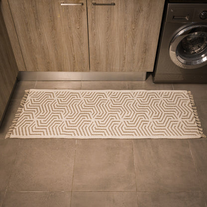 Handgefertigter Küchenteppich mit geometrischem Muster