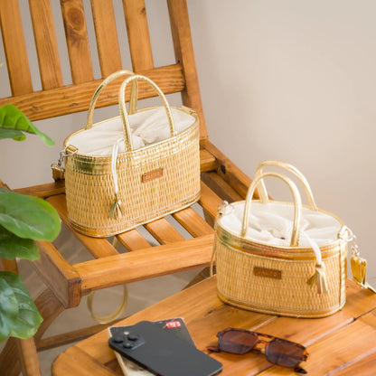 Coquette – Handgefertigte Tasche aus Naturfaser und Kunstleder