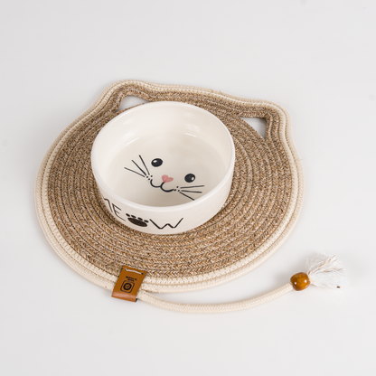 Komplettes Katzen-Set mit Bett, Matten und Keramiknapf