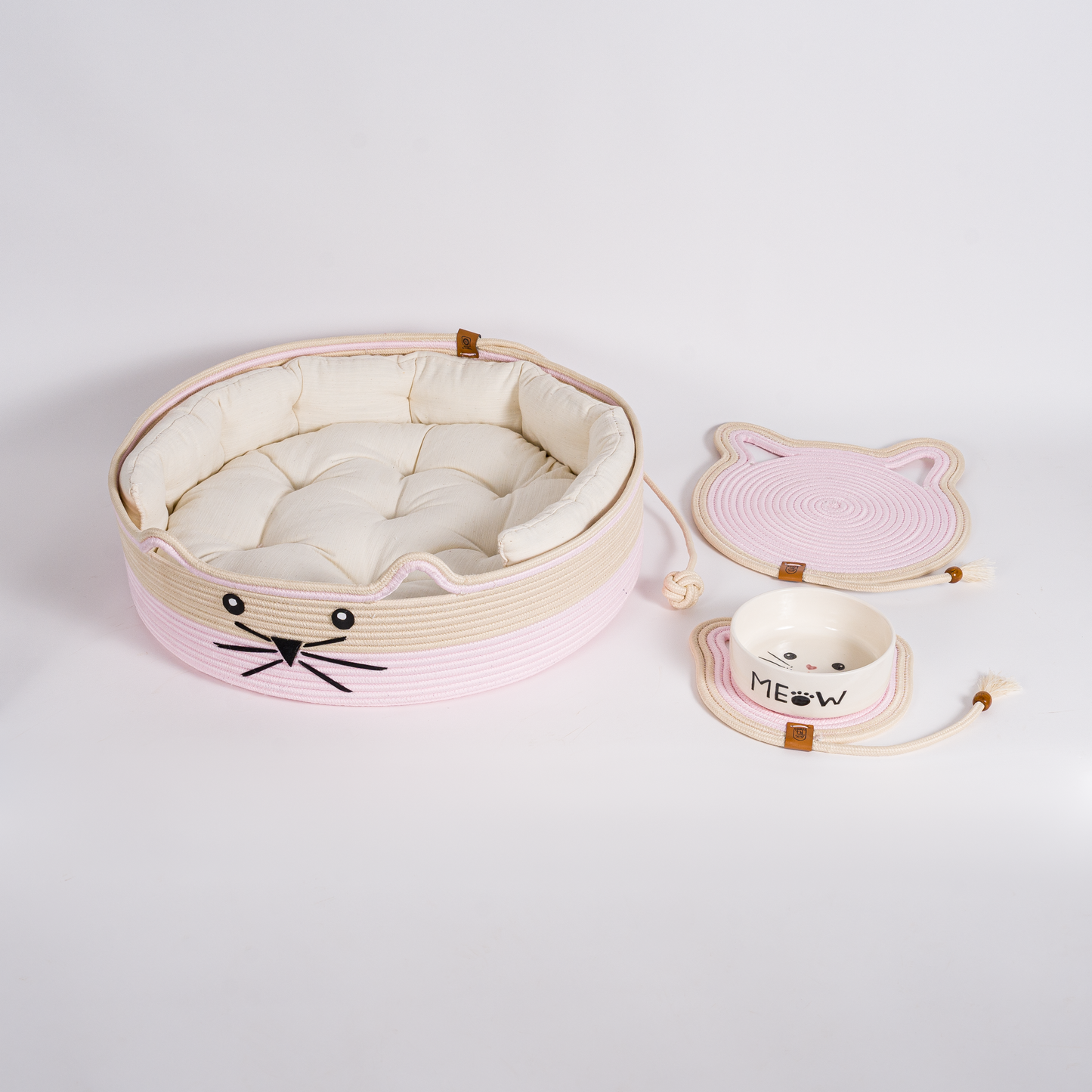 Komplettes Katzen-Set mit Bett, Matten und Keramiknapf