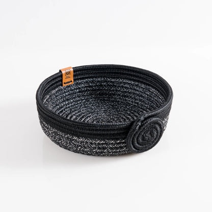 Schwarz melierter Organa Baumwollkorb mit Spiraldetail