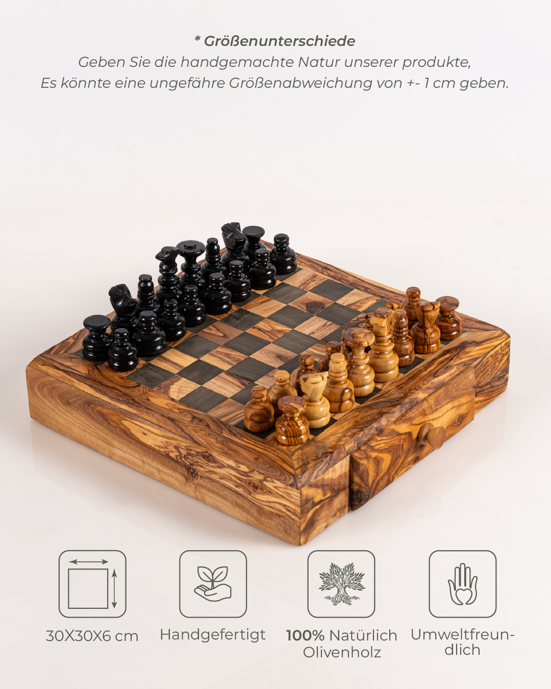 Schachspiel – Schachbrett aus Olivenholz
