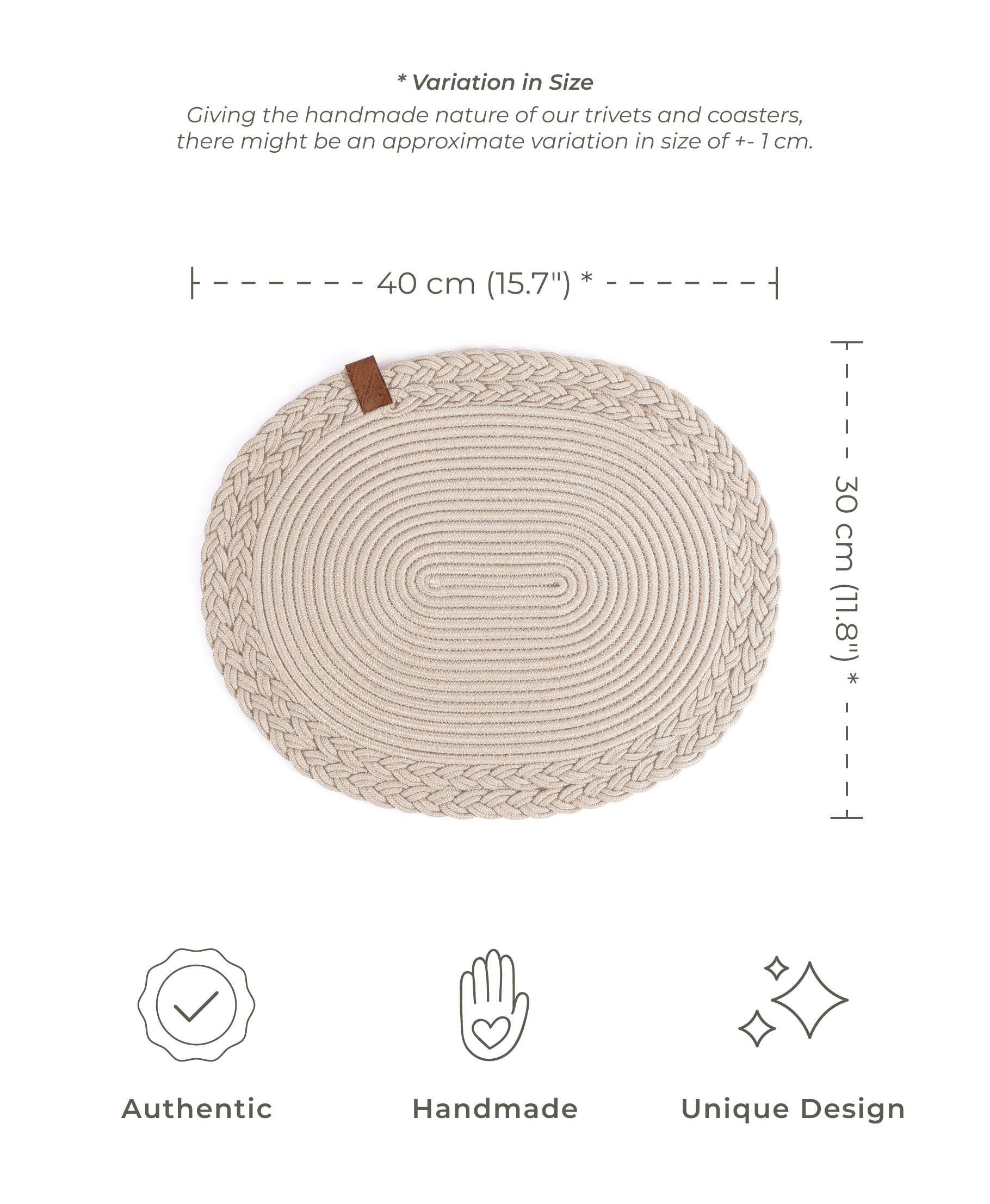 DARIDO Beige Placemats- 30x40 cm Oval, Durable & Elegant Table and Outdoor Decor