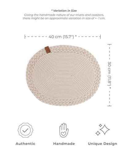 DARIDO Beige Placemats- 30x40 cm Oval, Durable & Elegant Table and Outdoor Decor