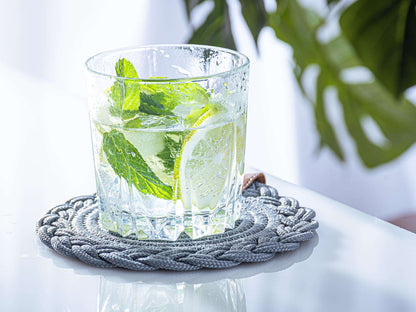 DARIDO Grey Coasters- 15cm- Round, Durable & Elegant Table Decor