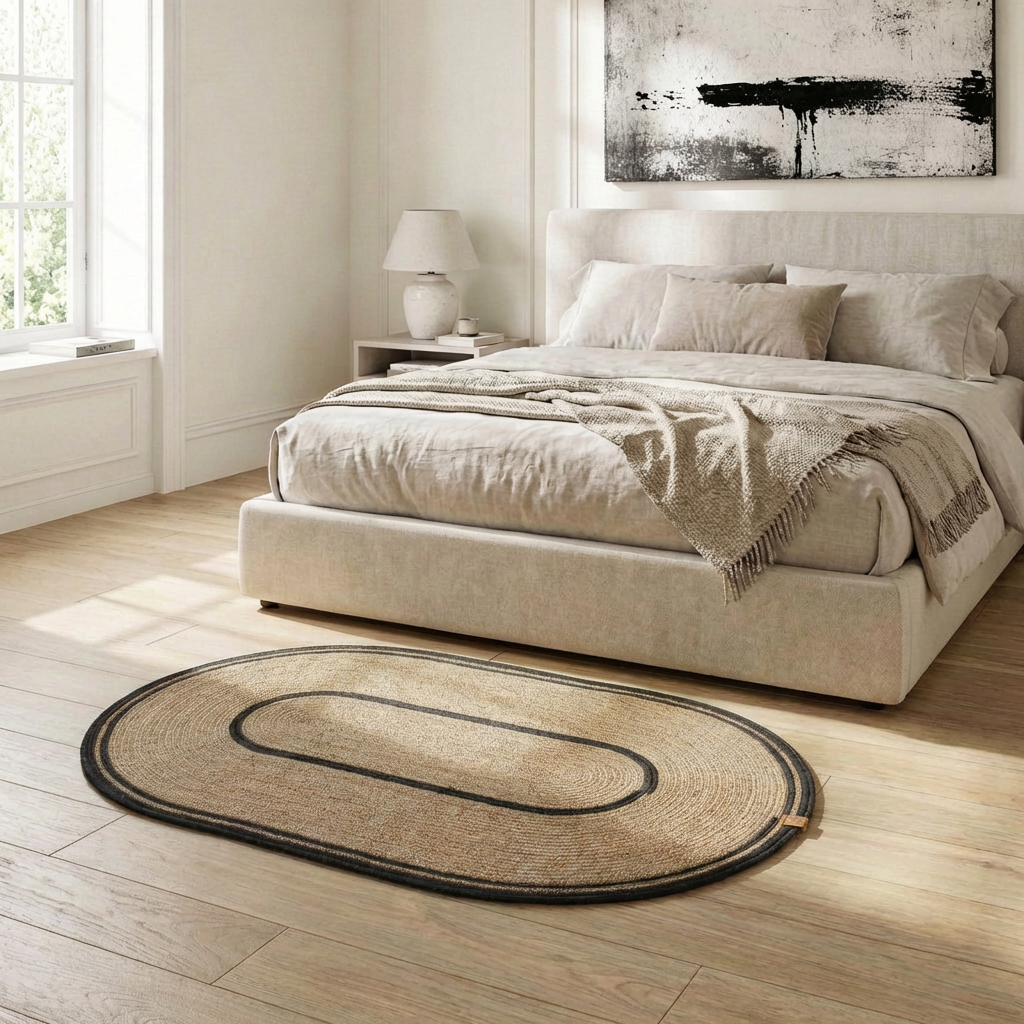 Ovaler handgefertigter Baumwoll-Flechtteppich 100 × 60 cm – Produktansicht 2