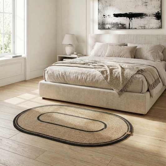Ovaler handgefertigter Baumwoll-Flechtteppich 100 × 60 cm – Produktansicht 2