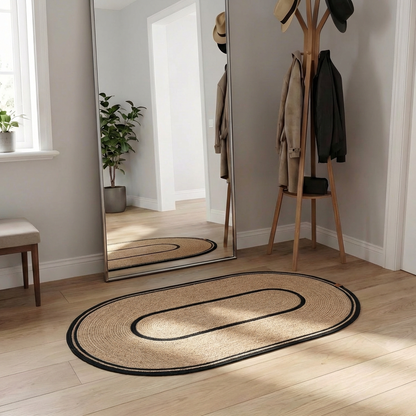 Ovaler handgefertigter Baumwoll-Flechtteppich 100 × 60 cm – Produktansicht 1