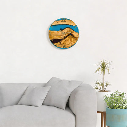 Handgefertigte Wanduhr aus Olivenholz & Epoxidharz – 34 cm – Detailansicht 13