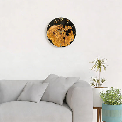 Handgefertigte Wanduhr aus Olivenholz & Epoxidharz – 34 cm – Detailansicht 17
