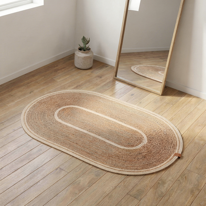 Ovaler handgefertigter Baumwoll-Flechtteppich 100 × 60 cm – Produktansicht 6