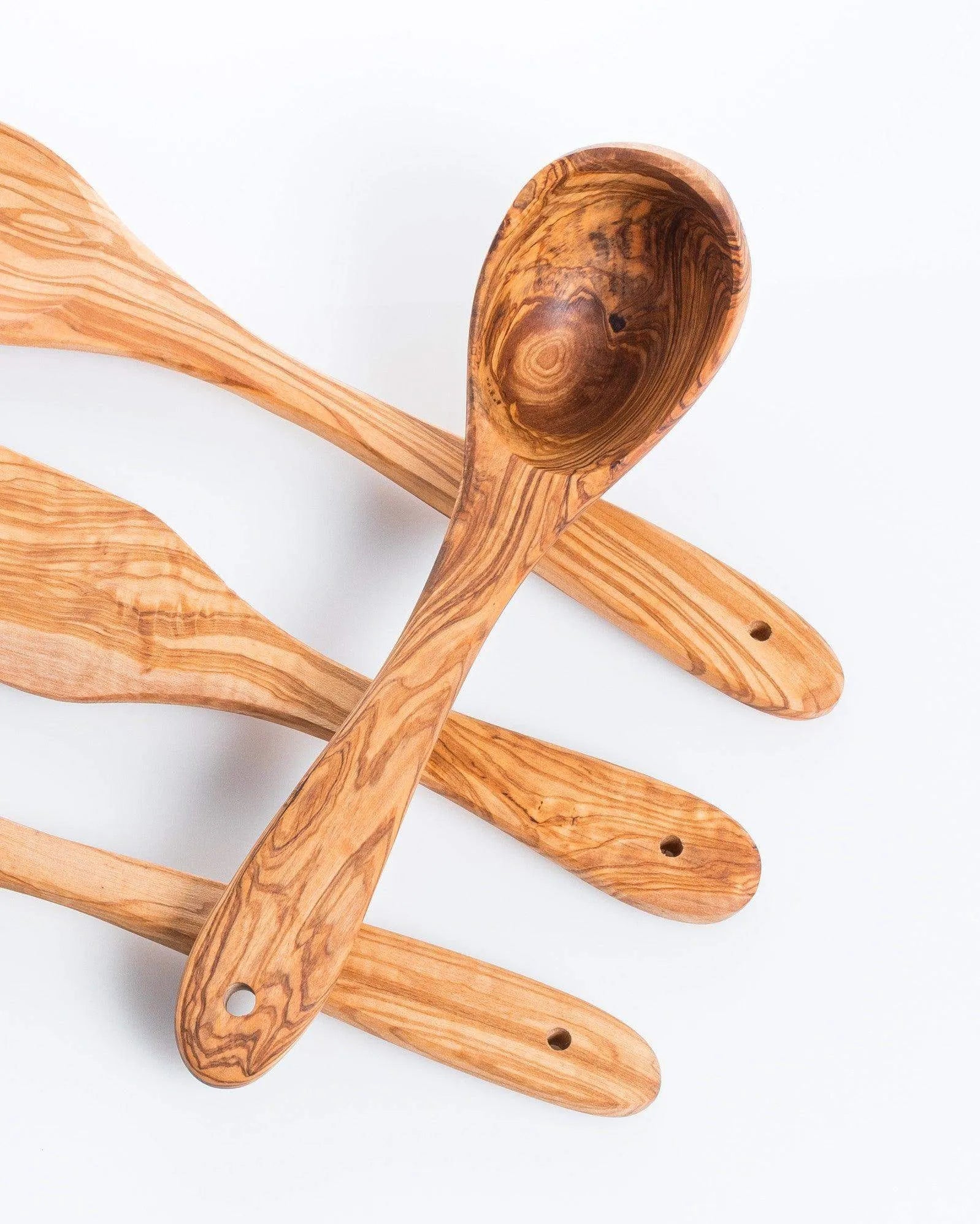 Handgefertigte Schöpfkelle aus Olivenholz – 25 cm – Detailansicht 3